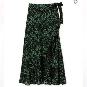 Floral Green and Black Women's Skirt